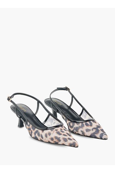 Celeste Women's Slingback Sandals with Kitten Heels and Buckle Closure