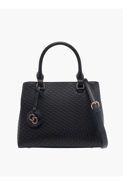 Celeste Monogram Embossed Tote Bag with Detachable Strap and Zip Closure