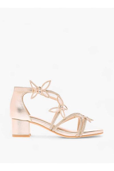 Celeste Celeste Girls' Butterfly Embellished Sandals with Hook and Loop Closure