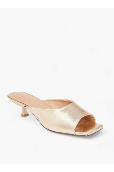 Celeste Women's Solid Slip-On Sandals with Kitten Heels