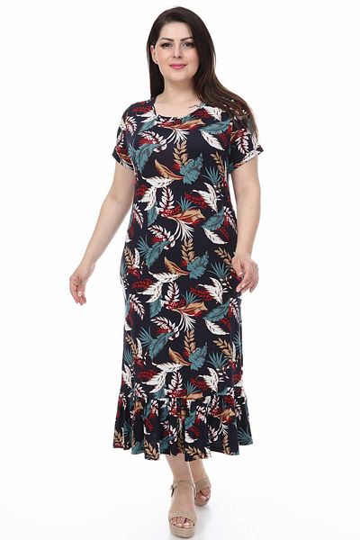 modayız Φόρεμα Πετάγοντας Φύλλα Plus Size 30y-1114