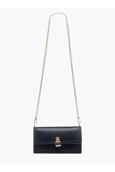 Celeste Lock Detail Crossbody Bag with Button Closure and Chain Strap