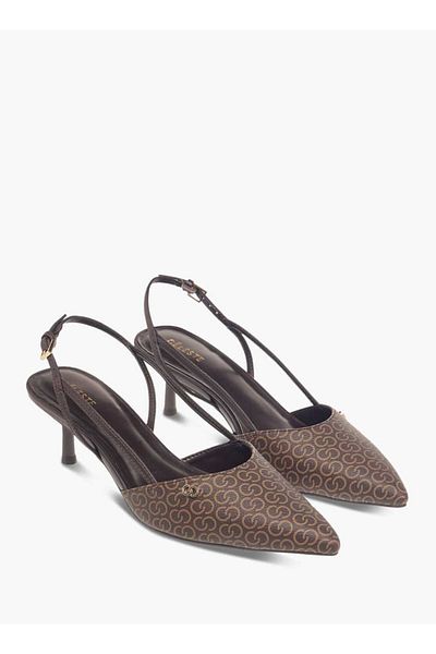 Celeste Women's Textured Slingback Shoes with Buckle Closure and Kitten Heels