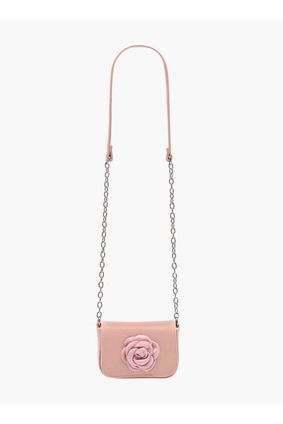 Flora Bella by Shoexpress Flora Bella Rose Accent Crossbody Bag with Chain Strap and Flap Closure