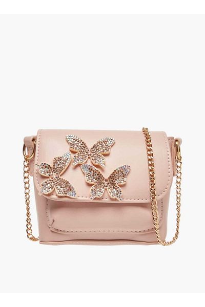 Flora Bella by Shoexpress Flora Bella Butterfly Embellished Crossbody Bag with Chain Strap and Button Closure