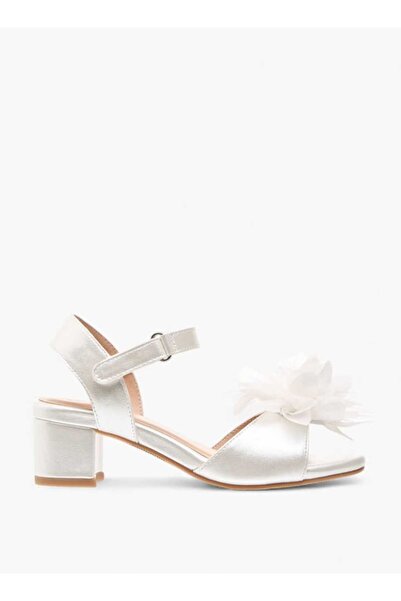 Celeste Celeste Girls' Floral Applique Block Heel Sandals with Hook and Loop Closure