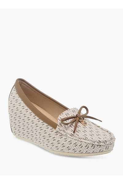 Flora Bella by Shoexpress Flora Bella Monogram Print Wedge Shoes with Bow Detail