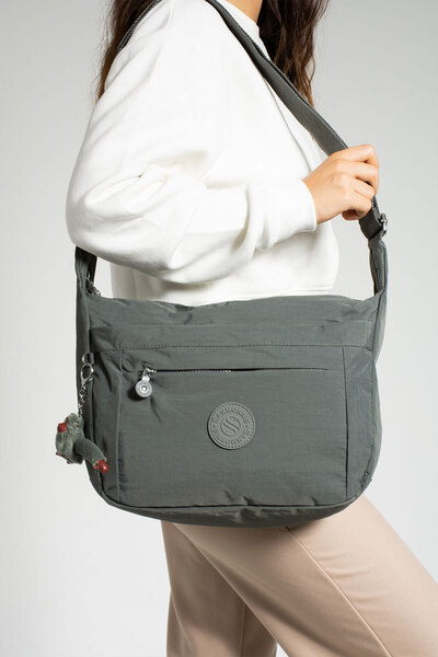 Morpelikan Women's Water Resistant Fabric Multi-Compartment Cross Strap Dark Gray Color School Travel and Shoulder Bag