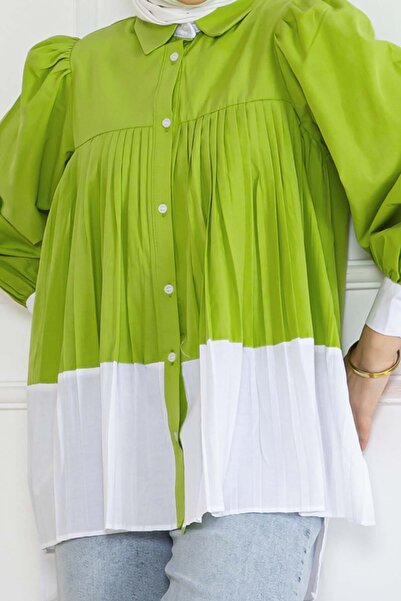 benguen Oil Green Pleated Shirt - Model 2131