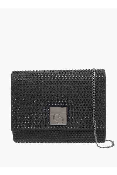 Celeste Embellished Crossbody Bag with Button Closure and Chain Strap - W 18 x H 14.5 x D 5 cm