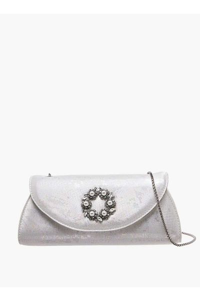 Celeste Embellished Clutch with Flap Closure and Detachable Strap