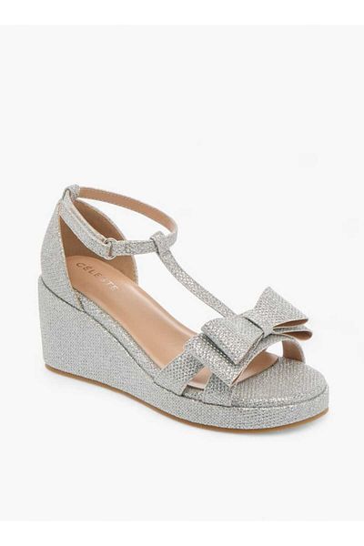 Celeste Girls' Embellished Wedge Sandals with Hook and Loop Closure