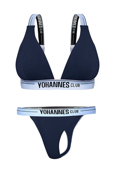 Yohannes Club Σετ γυναικείων εσωρούχων Navy Blue - Σουτιέν και στρινγκ με λουράκι