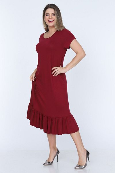 modayız Rochie burgundă cu volane 11e-0704