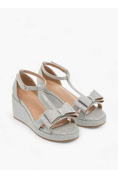 Celeste Girls' Embellished Wedge Sandals with Hook and Loop Closure