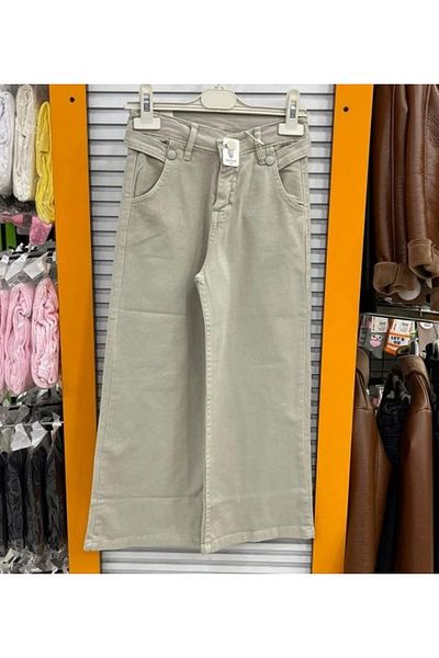 Yonca Çocuk Girl's Straight Linen Wide Leg Trousers
