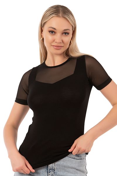 ÖZKAN underwear Дамска блуза Özkan 26981, първокласна, мека, удобна материя, вискоза, с къс ръкав, вталена кройка и кръгло деколте.