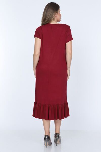 modayız Ruffled Burgundy Dress 11E-0704