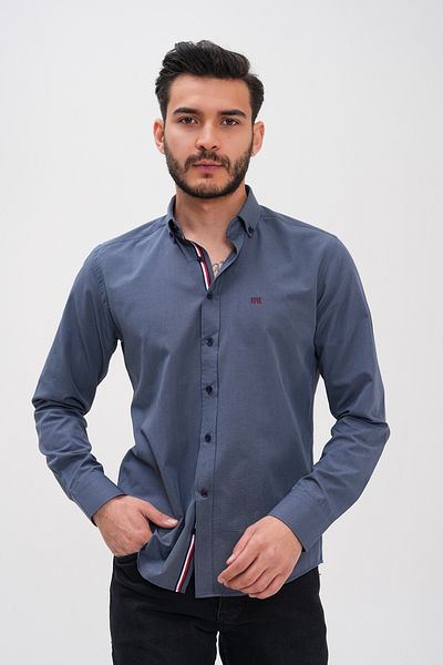 Basics&More Cămașă obișnuită pentru bărbați cu detaliu în dungi