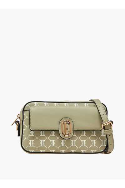ELLE Monogram Print Crossbody Bag with Adjustable Strap - W 6 x H 13 x D 20 cm