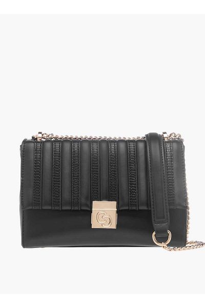Celeste Textured Crossbody Bag with Flap Closure and Chain Strap