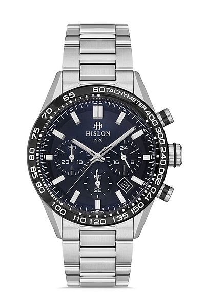 Hislon Men's Wristwatch 44 mm Case Diameter, Stainless Steel Band, Sapphire Coated Glass, 5 Atm Water Resistance