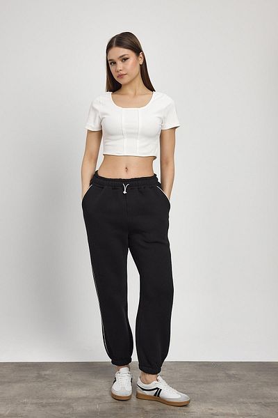Rays Model 2170 - Pantaloni de trening negri cu detaliu de pie