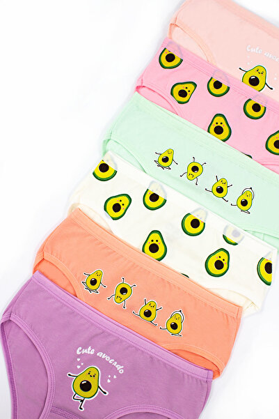 Öts Chiloți pentru fete din bumbac cu imprimeu avocado, 6 piese - Culoare mixtă