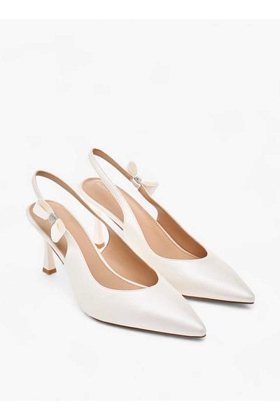 Flora Bella by Shoexpress Flora Bella Bow Accent Slingback Shoes with Flared Heels
