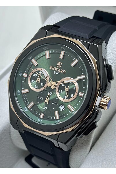 Reward Green Display Steel Case Black Silicone Men Wristwatch with Lanyard Function