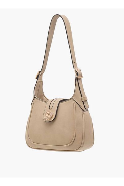 Celeste Logo Accent Shoulder Bag with Zip Closure