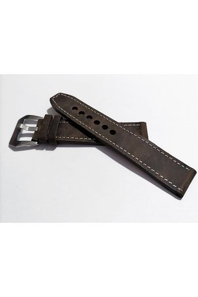 FADO 20 mm (160) Dark Brown Genuine Gray Leather Watch Strap - Compatible with Any Watch