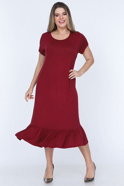 modayız Rochie burgundă cu volane 11e-0704