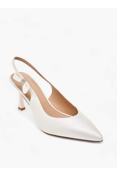 Flora Bella by Shoexpress Flora Bella Bow Accent Slingback Shoes with Flared Heels