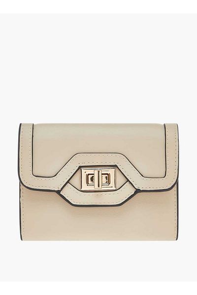 Celeste Solid Bi-Fold Wallet with Lock Clasp Closure