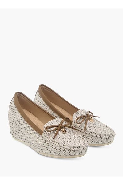 Flora Bella by Shoexpress Flora Bella Monogram Print Wedge Shoes with Bow Detail