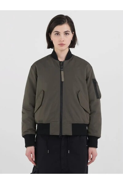 Replay Kadın Haki Fermuar Detaylı Bomber Ceket