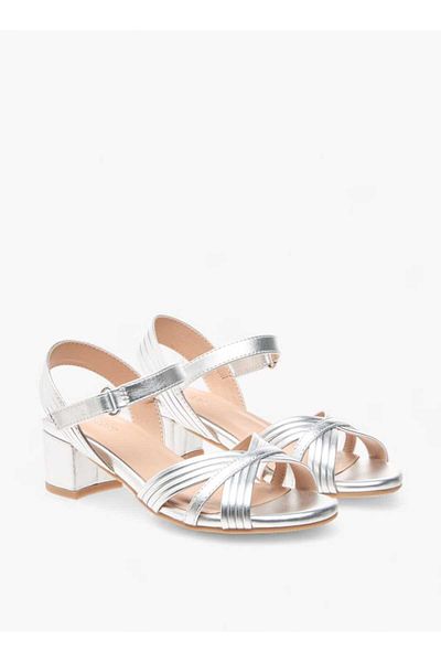 Celeste Girls' Block Heeled Strappy Sandals with Hook and Loop Closure