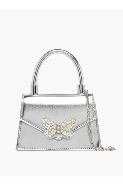 Flora Bella by Shoexpress Flora Bella Pearl Embellished Crossbody Bag with Button Closure and Chain Strap