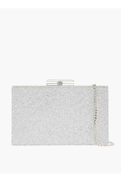 Celeste Embellished Clutch with Detachable Chain Strap and Clasp Closure
