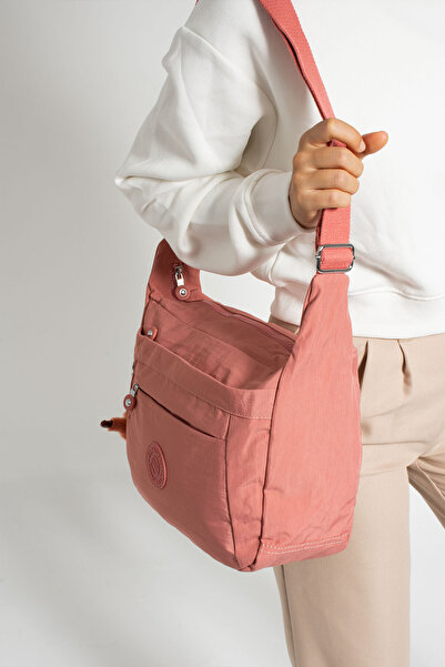 Morpelikan Women's Water Resistant Fabric Multi-Compartment Cross Strap Powder Color School Travel and Shoulder Bag