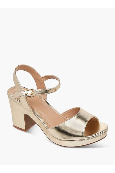 Celeste Women's Solid Sandals with Block Heels and Buckle Closure