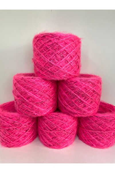 göçer Örgü İpi Moher akrilik renk floresan vişne pullu görsel net 600gr
