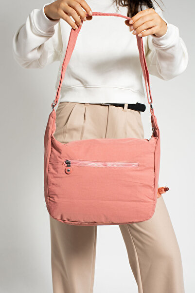 Morpelikan Women's Water Resistant Fabric Multi-Compartment Cross Strap Powder Color School Travel and Shoulder Bag