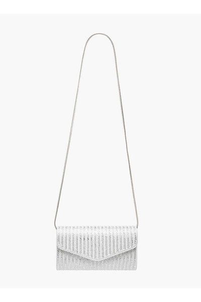 Celeste Embellished Clutch with Detachable Chain Strap and Flap Closure