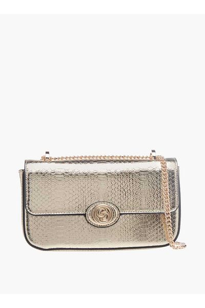 Celeste Textured Crossbody Bag with Flap Closure and Chain Strap