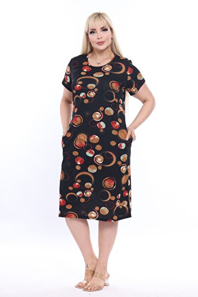 modayız Summer Pocket Plus Size Dress 23E-2315