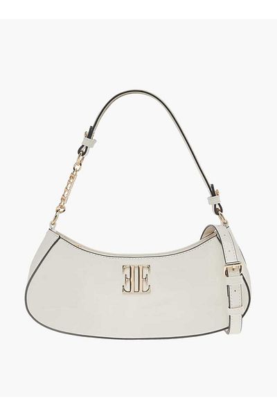 ELLE Solid Shoulder Bag with Zip Closure and Adjustable Strap