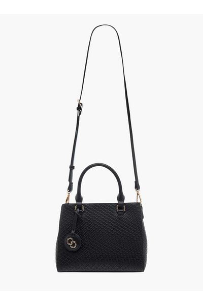 Celeste Monogram Embossed Tote Bag with Detachable Strap and Zip Closure