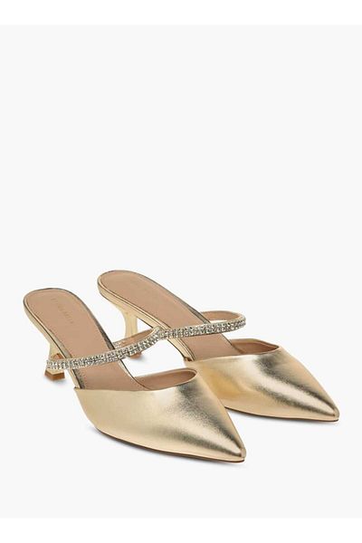 Flora Bella by Shoexpress Flora Bella Embellished Slip-On Mules with Flared Heels